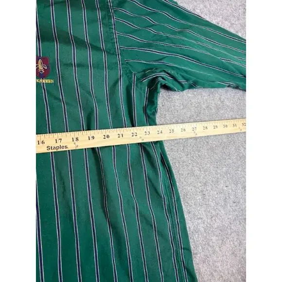 VTG 90s Ralph Lauren Blaire Stripe Button Down Shirt Mens M Green Patched Preppy - Picture 6 of 7